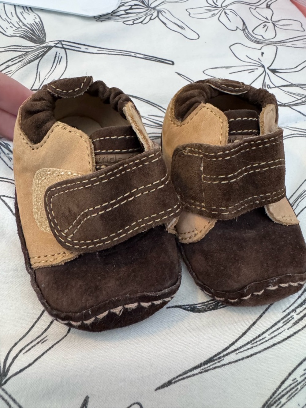 Stride Rite Tan and Brown Leather Moccasin Baby Shoes